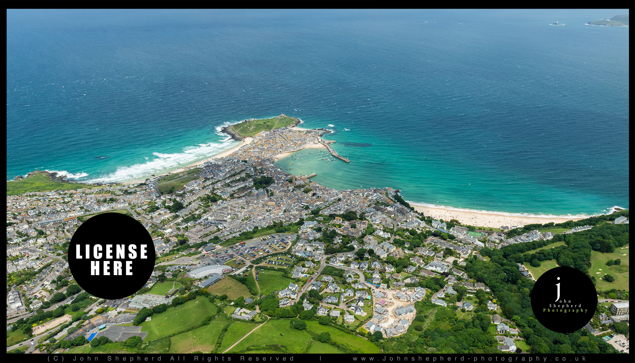 Aerial Views over St Ives, Cornwall.